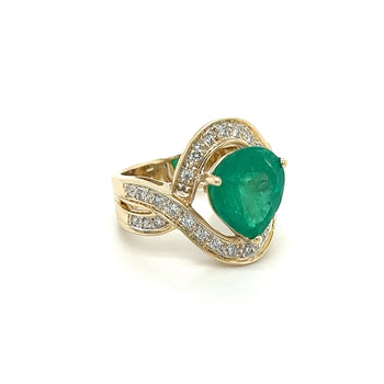 Vintage 5 Carat Pear Cut Emerald Crossover Double Split Shank 14K Gold Ring – Assay Jewelers