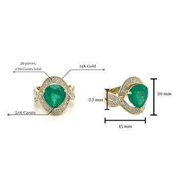 Vintage 5 Carat Pear Cut Emerald Crossover Double Split Shank 14K Gold Ring – Assay Jewelers