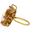 Vintage 5mm Pearl & Ruby Floral Cluster 18K Gold Twisted Shank Cocktail Ring