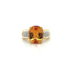 Vintage 6 Karat Ovalschliff Orange Topas und Rundschliff Diamant Ring in 18K Massivgold