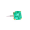 Vintage AGL Certified 11.28 Carat Colombian Emerald & Old Euro Cut Diamond Ring