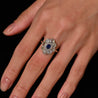 Vintage AGL Certified No Heat Burma Blue Sapphire and Old Euro Cut Diamond Ring in Platinum