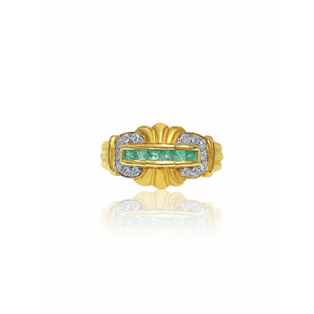 Bague Anciens sertie d’une émeraude taille baguette en or jaune 14k – Assay Jewelers