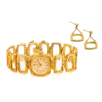 Vintage Bucherer 18K Yellow Gold Brushed Finish Dangle Earrings – Assay Jewelers