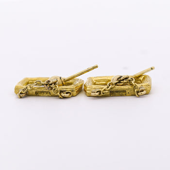 Vintage Bucherer 18K Yellow Gold Brushed Finish Dangle Earrings – Assay Jewelers