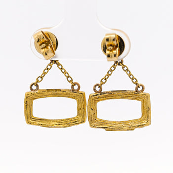 Vintage Bucherer 18K Yellow Gold Brushed Finish Dangle Earrings – Assay Jewelers