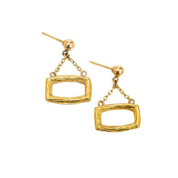 Vintage Bucherer 18K Yellow Gold Brushed Finish Dangle Earrings – Assay Jewelers