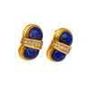 Vintage Cabochon Cut Lapis Lazuli and Diamond 18K Yellow Gold Clip-On Earrings