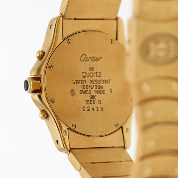 Vintage Cartier Ronde Blue Chronograph 18K Gold 30mm Watch