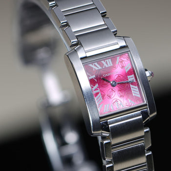 Vintage Cartier Tank Francaise Pink Dial Steel Quartz Watch Limited Edition 2006 – Assay Jewelers