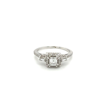 Vintage Dainty Emerald Cut Natural Diamond Ring in 18K White Gold – Assay Jewelers
