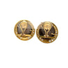 Vintage Diamond & Ruby 18K Gold Roman Coin Replica Clip-On Earrings