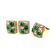 Vintage Natural Emerald & Diamond Earring and Ring Jewelry Set in 18K Gold