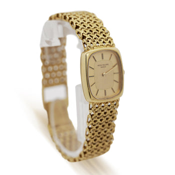 Vintage Patek Philippe 18K Gold Ladies Champagne Dial Mesh Bracelet Watch – Assay Jewelers