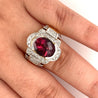 Vintage Retro Regal Style 5 Carat Red Tourmaline & Diamond Ring in 18K Gold