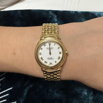 Vintage Rolex Cellini 6621 18K Yellow Gold White Dial Quartz Bracelet Watch – Assay Jewelers