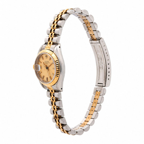 Vintage Rolex Datejust 26mm Two Tone 18K Gold Steel Fluted Bezel Jubilee Watch