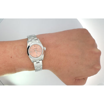 Vintage Rolex Ladies Oyster Perpetual 76080 Pink Dial Watch | Box & Papers – Assay Jewelers
