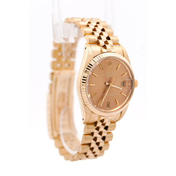 Vintage Rolex OP Date 34mm 14k Gold Champagne Dial Watch