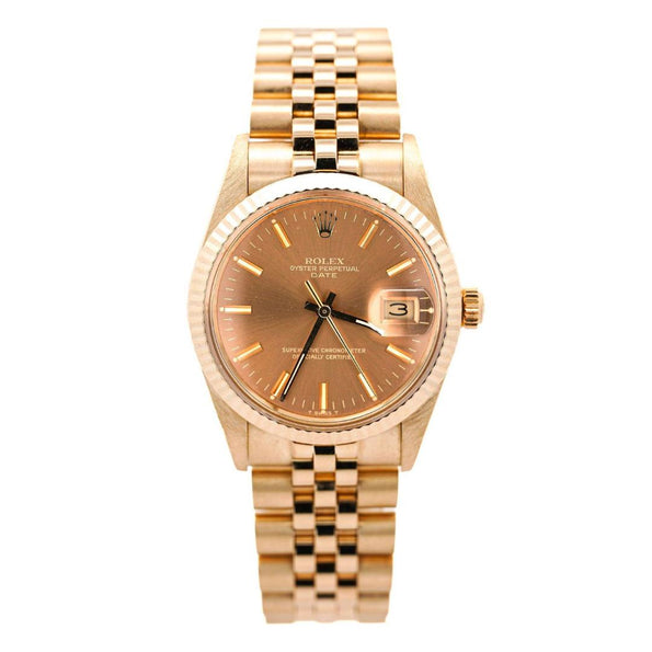 Vintage Rolex OP Date 34mm 14k Gold Champagne Dial Watch