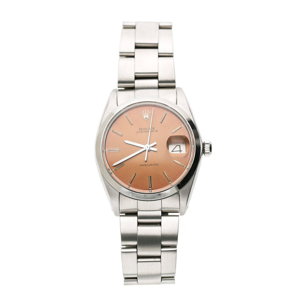 Vintage Rolex Oysterdate Precision 6694 Champagne Brown Dial 34mm Watch