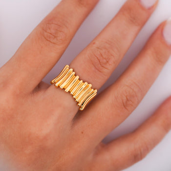 Vintage Tiffany & Co. Ribbed 18K Gold Ring & Earring Jewelry Set – Assay Jewelers