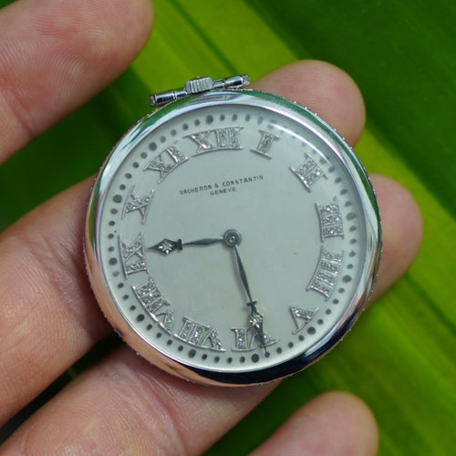 Vintage Vacheron Constantin Geneve Platinum Pocket Watch With Diamonds