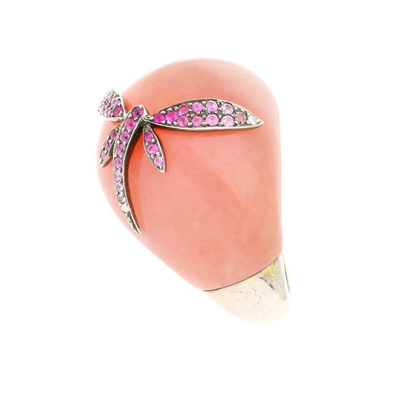 Wendy Yue Opal & Sapphire Dragonfly 18K White Gold Dome Ring