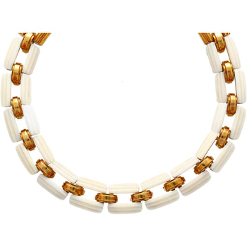 White Agate & 18K Yellow Gold Earring & Link Necklace Jewelry Set – Assay Jewelers