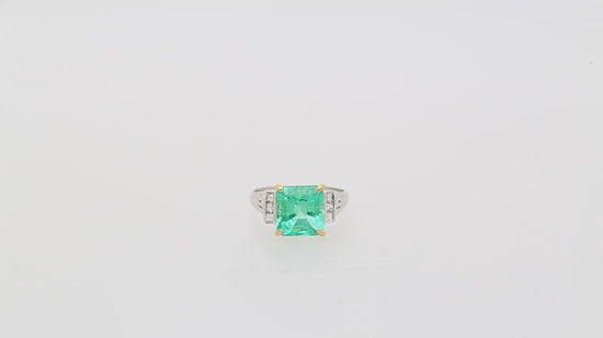 GIA Certified 2.91 Carat Colombian Emerald & Diamond Platinum Ring