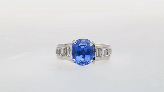 4.71 Carat Oval Cut Sri Lanka Sapphire and Diamond 18K White Gold Ring