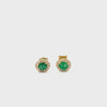 Natural Emerald, Ruby, Sapphire & Diamond Halo 1 Carat Stud Earring in 14K Gold