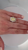 GIA Certified 4.12 Carat Fancy Yellow VS1 Radiant Diamond Halo Engagement Ring