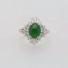 1.73 Carat Jadeite Jade Fei Cui & Diamond Halo Platinum Ballerina Filigree Ring