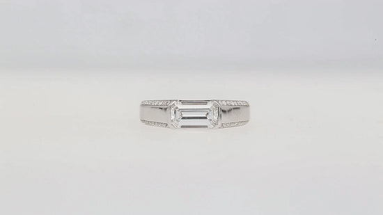 GIA Certified 1.33 Carat Emerald Cut D/VVS2 Diamond East West Band Ring