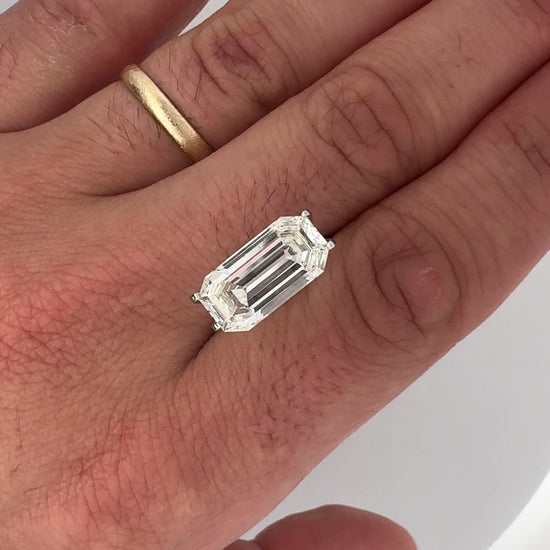 GIA Certified 5.36 Carat Emerald Cut Diamond East West Bezel Unisex Ring