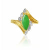 ماركيز قطع Jadeite Jade Ring مع Diamonds طبيعية في 18k ذهب أصفر صلب